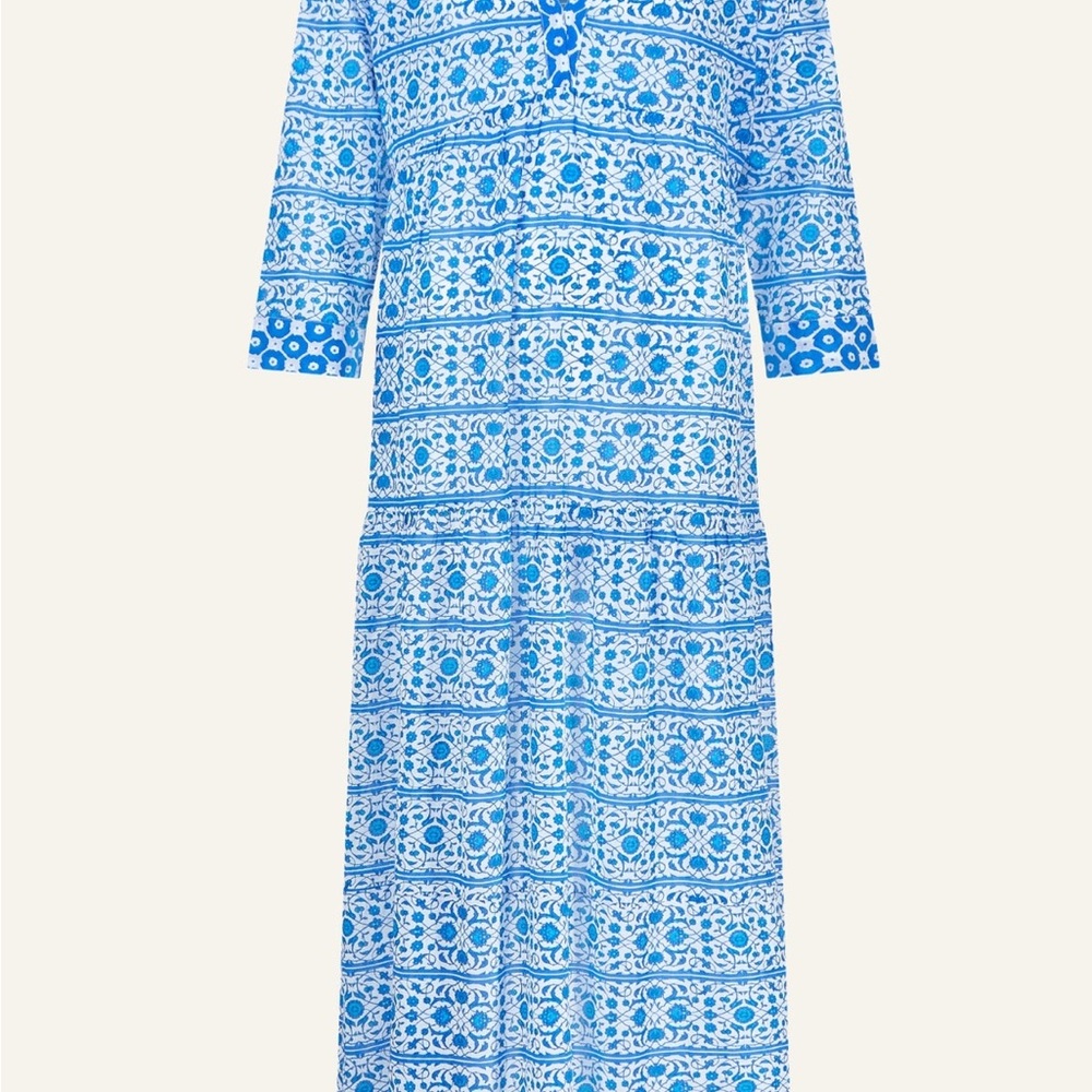 Aspiga- Blue and white cotton- Mykonos Cotton Maxi Dress XL EUC
